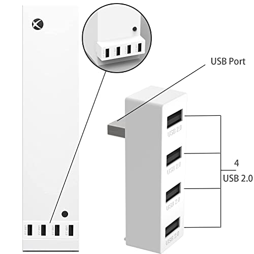 Cenxaki USB Hub Extender 2.0 for Xbox Series S, 4 Port High Speed USB Hub Splitter Expansion Expander Adapter Compatible with Xbox Series S