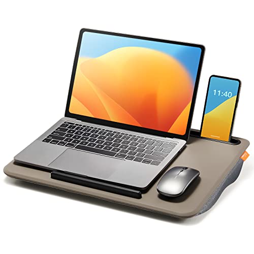Lap Desk for Laptop, Lightweight Lap Desk with Pillow Cushion, Fits up to 15.6 inch Laptop, Portable Lap Desk with Handle, Anti-Slip Support Ledge, Tablet & Phone Slot, EGLD01