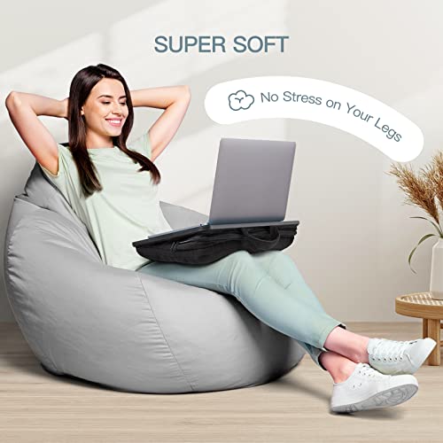 Laptop Lap Desk, Lightweight Portable Laptop Desk with Pillow Cushion, Fits up to 14 inch Laptop, Lap Tray with Zippered Storage Pocket & Anti-Slip Strip for Bed Sofa Travel