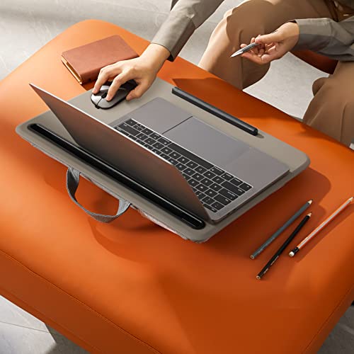 Adjustable Lap Laptop Desk With Storage Area Portable Cushion Pillow, Fits  up to 15.6 Laptop Tablet and Phone Holder, Home Office Product 