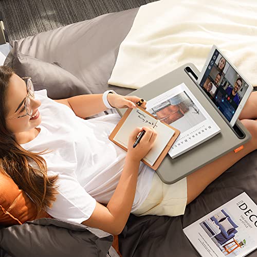 Lap Laptop Desk - Portable Lap Desk with Pillow Cushion, Fits up to 15.6  inch Laptop, with